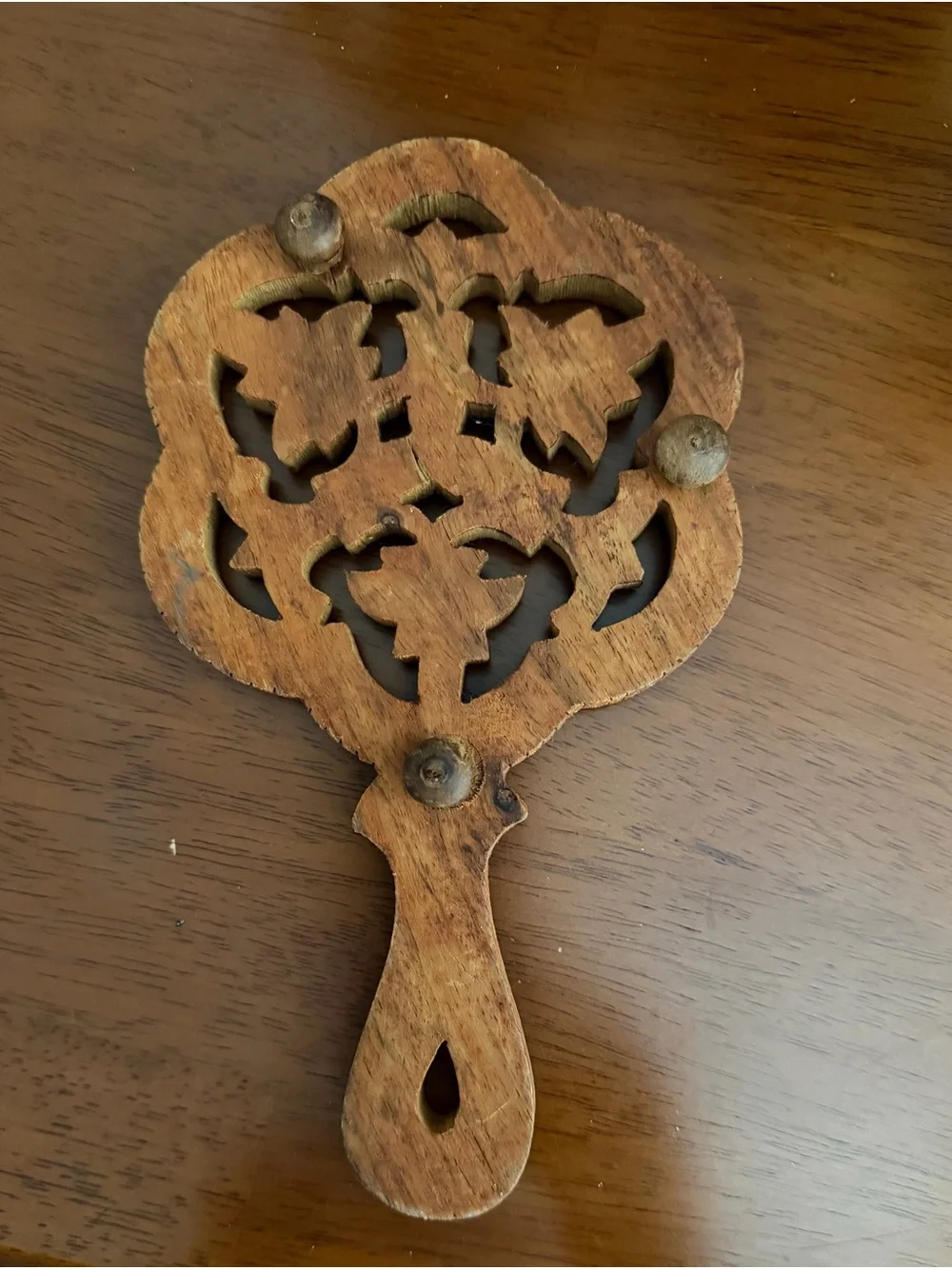 Hand-Carved Wooden Decorative hot serving dish holder - Brown